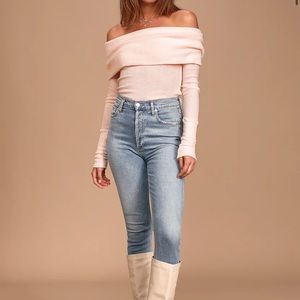 NWT Austra Blush Off-the-Shoulder Knit Sweater Top